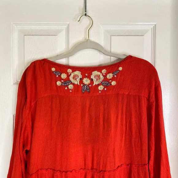 FREE PEOPLE Spell On You Embroidered Keyhole Dress in Poppy Size Small Boho - Picture 7 of 11